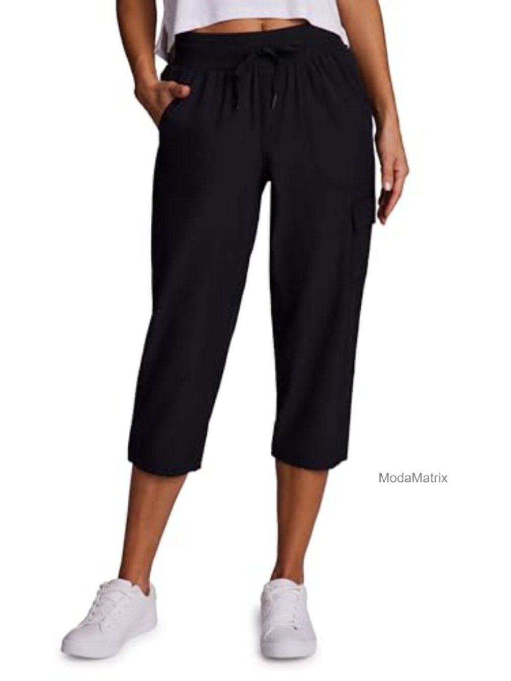 Cargo Capri Pants with Pockets Lightweight Woven Quick Dry Drawstring
